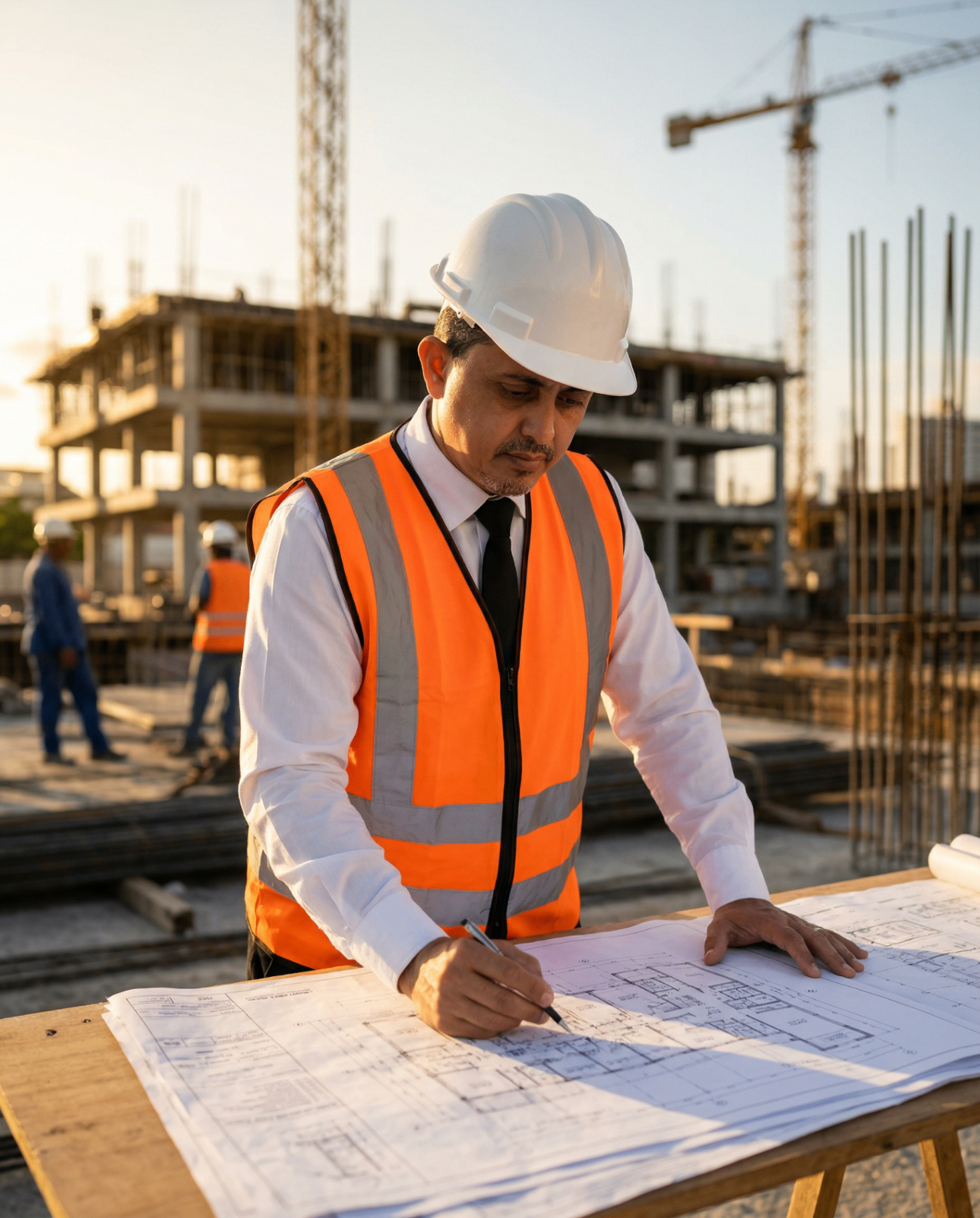 Engenheiro realizando vistoria técnica