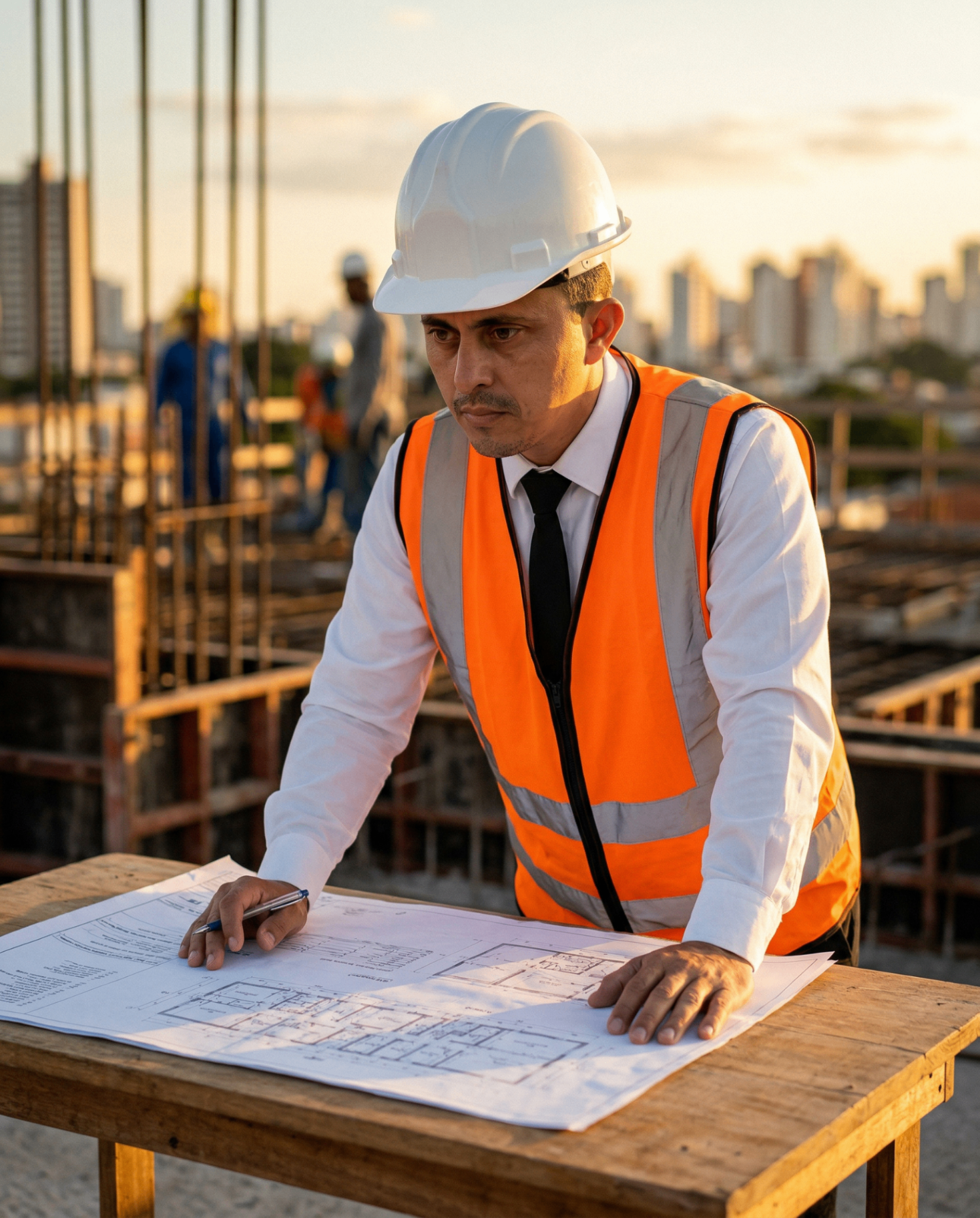 Engenheiro civil profissional em obra